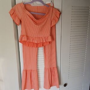 Striped Orange Two-Piece Set